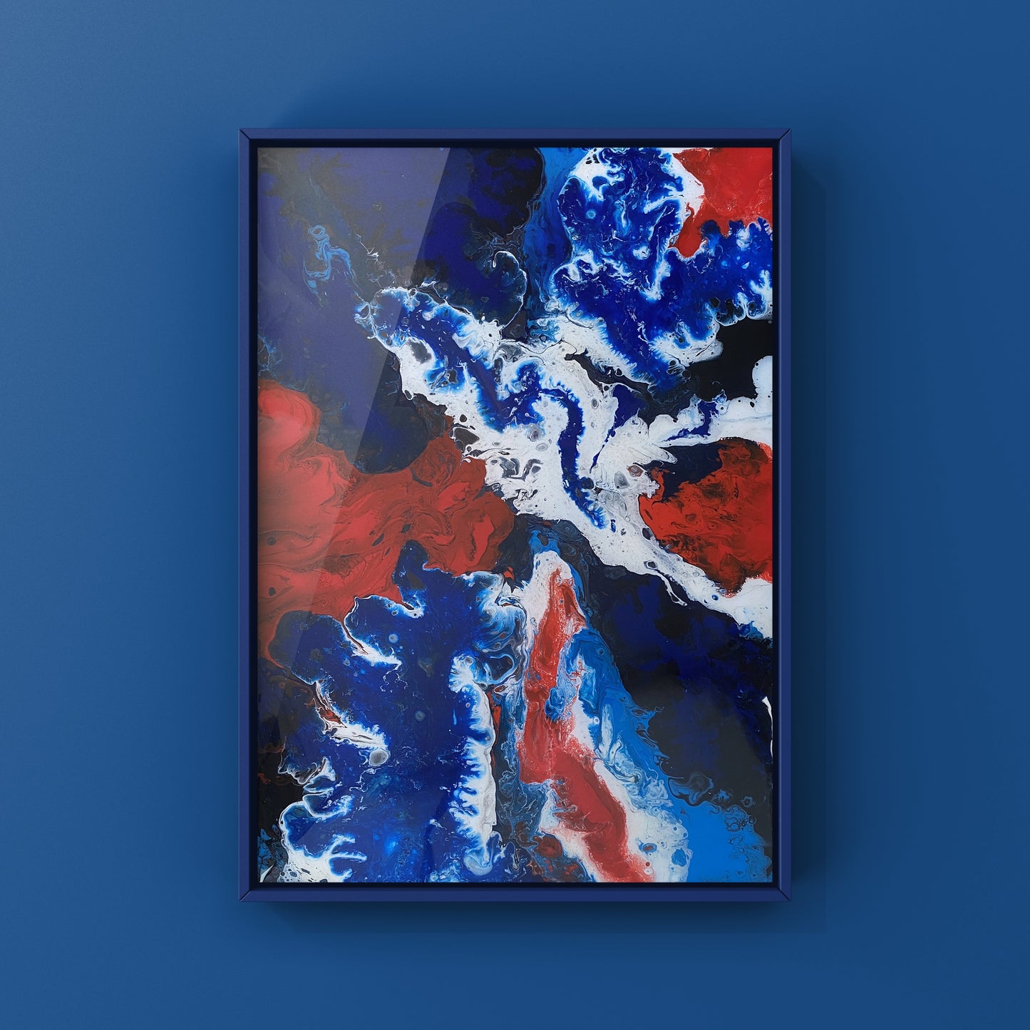union jack painting on a navy blue background in a navy frame